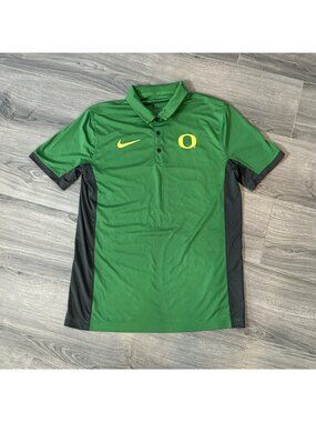 Oregon Ducks Polo Shirt Mens M Green NCAA Football Nike Dri Fit Golf Athletic